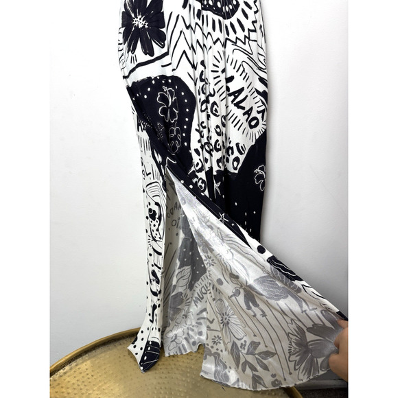 Farm Rio Black & White Cutout Maxi Dress Resortwear Vacation Size XS - Picture 4 of 11
